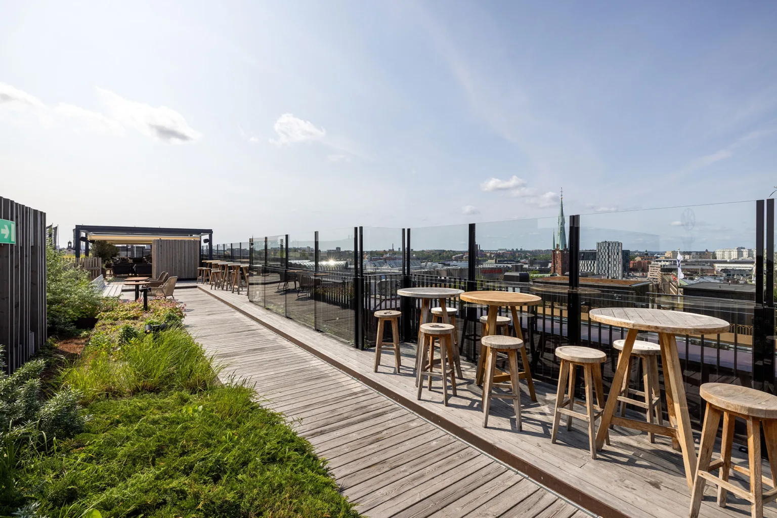 Rooftop terrace with views over Stockholm